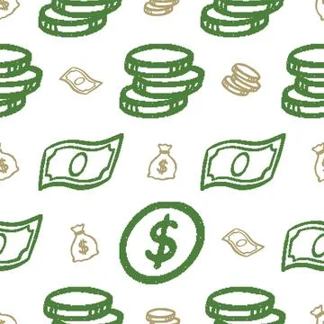Money Elements Pixel Seamless Pattern. Vector seamless pattern illustration Stock Illustration