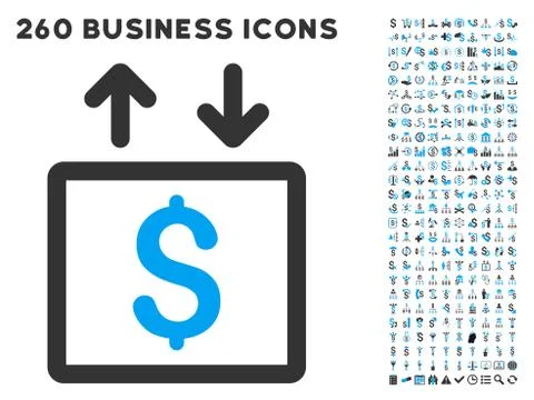 Money Elevator Icon with Flat Vector Set Illustrazione stock
