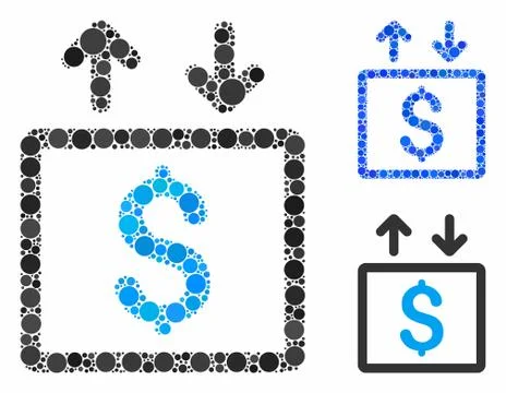 Money elevator Mosaic Icon of Round Dots Illustrazione stock