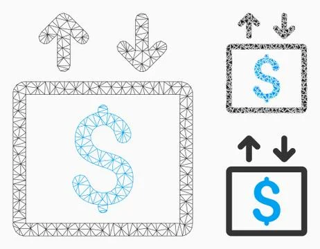 Money Elevator Vector Mesh Network Model and Triangle Mosaic Icon Stock Illustration