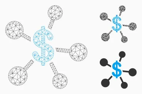 Money Emission Vector Mesh Wire Frame Model and Triangle Mosaic Icon Stock Illustration