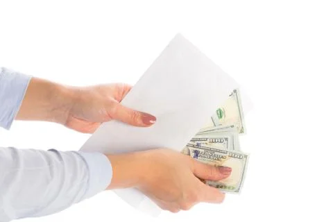 Money in an envelope, corruption. 스톡 사진