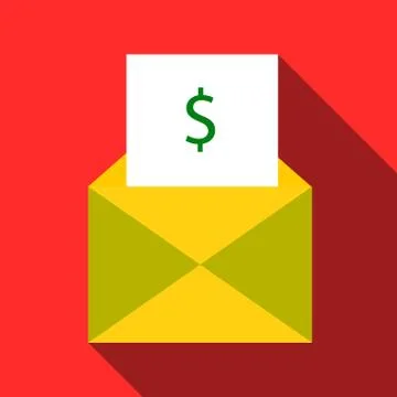 Money in envelope icon, flat style イラスト素材