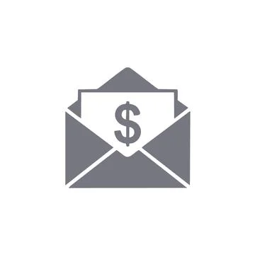 Money envelope icon. Simple grey envelope icon with a dollar sign. Concept .. Stock Illustration
