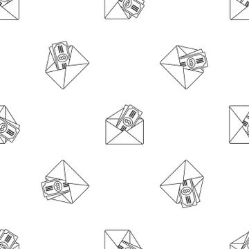 Money in envelope pattern seamless vector イラスト素材