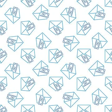 Money in Envelope vector Bribe concept line seamless pattern Illustrazione stock