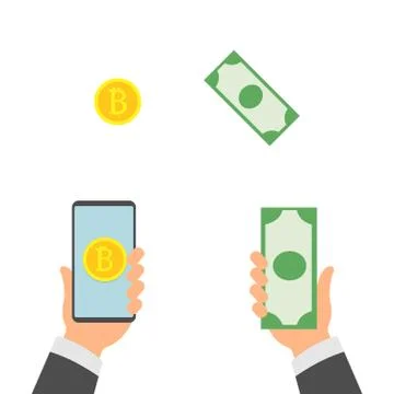 Money Exchange Banking Concept Vector. Human Hand Banner. Hand Holding Stock Illustration