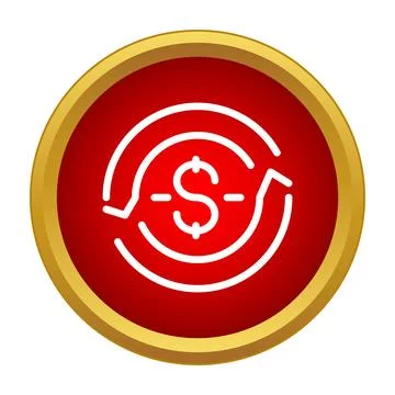 Money exchange cycle button on red background Stock Illustration
