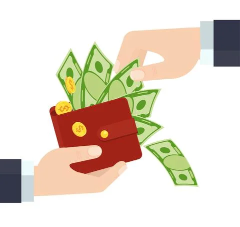 Money exchange flat vector illustration. Banking, investment and budget. Illustrazione stock