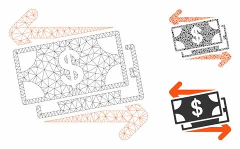Money Exchange Vector Mesh 2D Model and Triangle Mosaic Icon Illustrazione stock