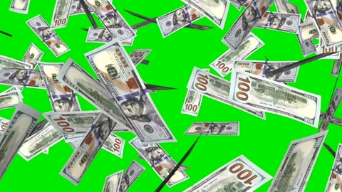 Money Explosion Blast - 100 US Dollars - V - Transition from Right - 4K Stock Footage 320981051