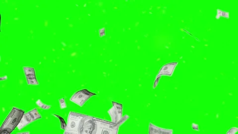 Money falling from above on green screen background Video stock 337524052