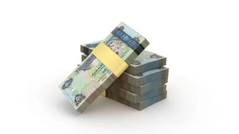 Money Falling Bundles of UAE Dirhams 500 Notes 3D Render Animation 스톡 동영상 289307460