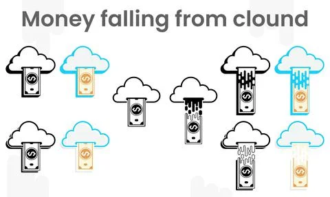 Money falling from cloud 스톡 일러스트