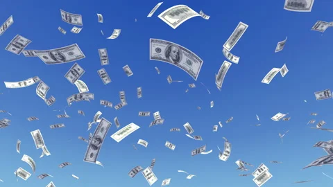 Money Falling Dollar Large A from blue sky 库存影片 203698932