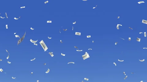Money Falling Dollar Small B from blue sky 库存影片 203425338