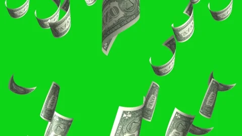 Money Falling Dollars Financial Usd American Currency Green Screen Rain 4K Video Stock Footage 291315208