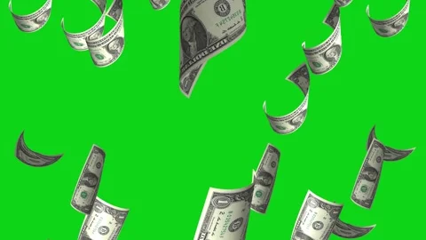 Money Falling Dollars Financial Usd American Currency Green Screen Rain 4K Video Stock Footage 291315402