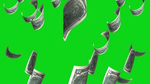 Money Falling Dollars Financial Usd American Currency Green Screen Rain 4K Video Stock Footage 291315576