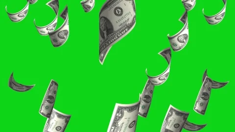Money Falling Dollars Financial Usd American Currency Green Screen Rain 4K Video Stock Footage 291315903