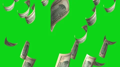 Money Falling Dollars Financial Usd American Currency Green Screen Rain 4K Video Stock Footage 291317888