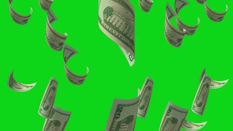 Money Falling Dollars Financial Usd American Currency Green Screen Rain 4K Video Stock Footage 291318885
