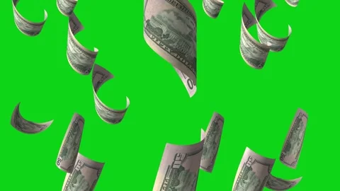 Money Falling Dollars Financial Usd American Currency Green Screen Rain 4K Video Stock Footage 291319932