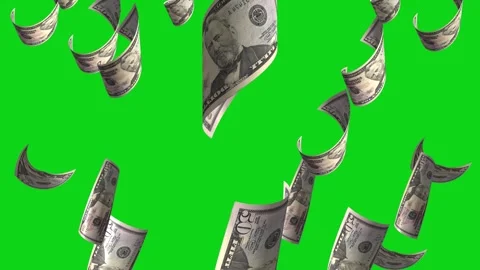 Money Falling Dollars Financial Usd American Currency Green Screen Rain 4K Video Stock Footage 291320073
