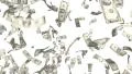 Money Falling Dollars Financial Win US Currency Tax White Background HD Footage