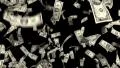 Money Falling Dollars Financial Win US Currency Tax Black Background HD Footage