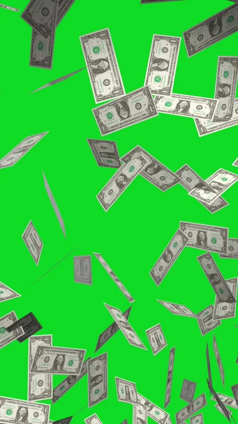 Money falling down animation on Green screen. Video stock 313174517