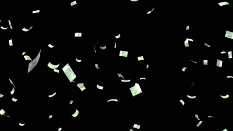 Money Falling Euro Small b in Black Stock Footage 203441919