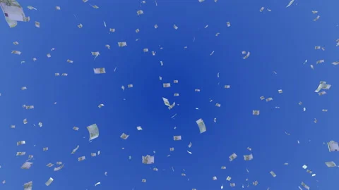 Money Falling Euro Small C from blue sky 库存影片 203443856