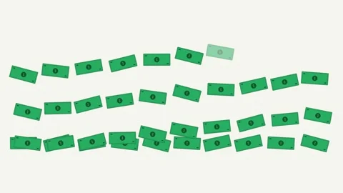 Money Falling as Green Question Mark Currency Animated Background for Finance Vidéo 334702130