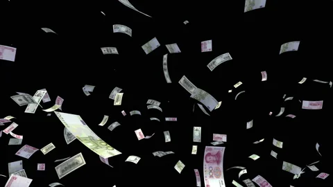 Money Falling Mix Large a in Black Stock Footage 203447173
