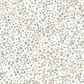 Money falling seamless pattern background. American, Euro Banknote cash. Bitc Stock Photos