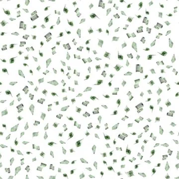 Money falling seamless pattern. Banknote falling isolated textures on white b Stock Photos