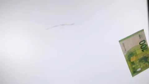 Money falling from the sky. All values of European currency, including 10 Euro Video stock 203895348