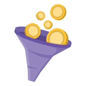 Money Filtering Concept. Funnel filtering generates revenue. Stock Illustration