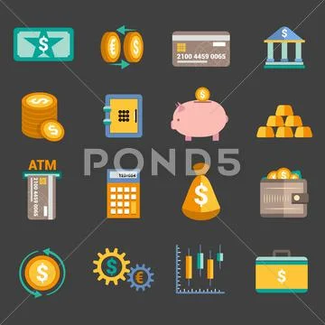 Money finance icons Stock Illustration