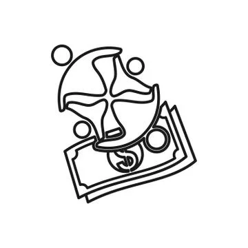 Money finance people Commitment Teamwork Together Outline Logo Illustrazione stock