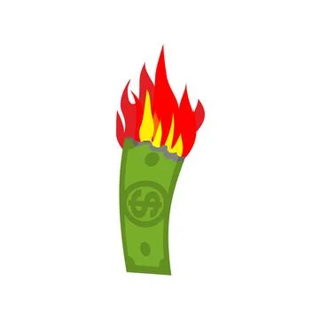 Money is on fire. burning dollars. Vector illustration Stock Illustration