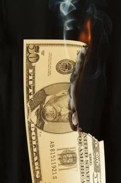 Money on Fire Stock Photos