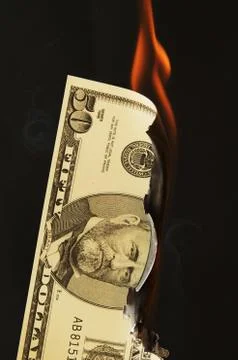 Money on Fire Stock Photos
