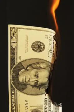Money on Fire Stock Photos