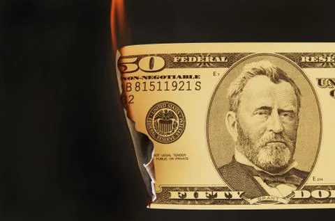 Money on Fire Stock Photos