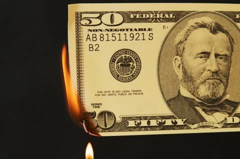 Money on Fire Stock Photos