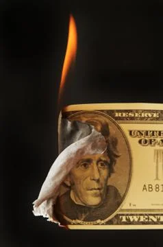 Money on Fire Stock Photos