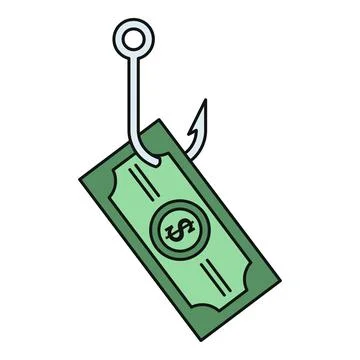 Money on fishing hook baiting financial fraud scam Stock Illustration