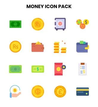 Money Flat Bundle Icons Pack Ilustración de archivo